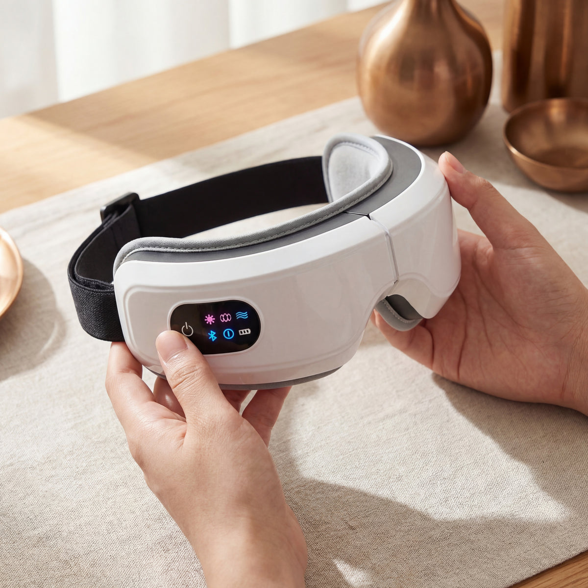 Heated Eye Massager with Air Compression - Bluetooth Music & Temple Massage