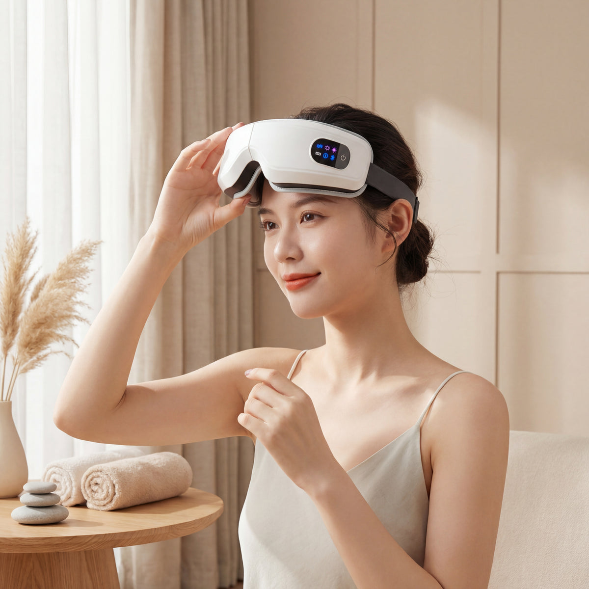 Heated Eye Massager with Air Compression - Bluetooth Music & Temple Massage
