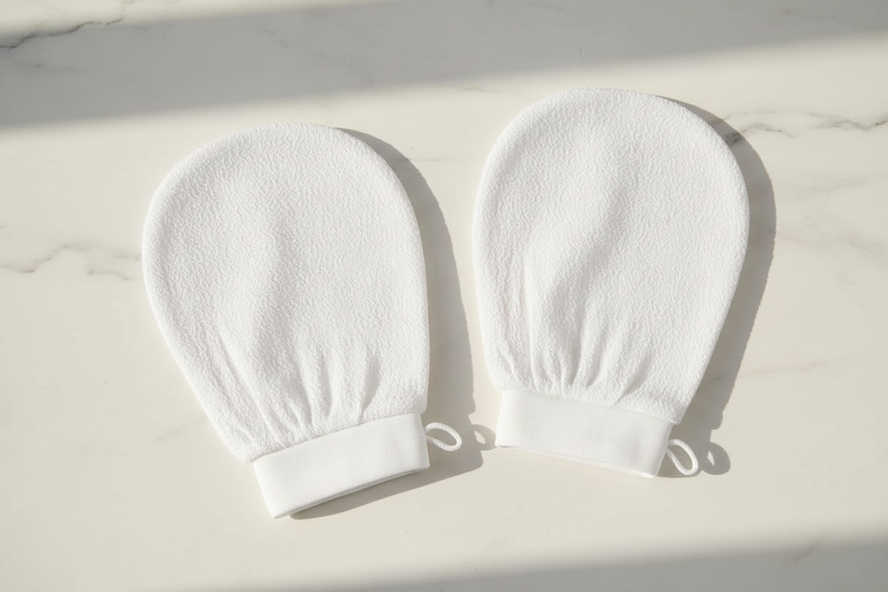 Lifestyle 5 — Two Mitts Flat Lay on Marble